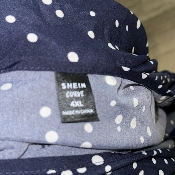 Polka Dot Shein Curve 4XL Dress Short Sleeve Polyester - Picture 3 of 8